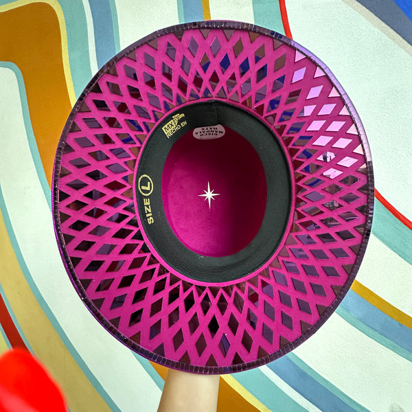 Disco Mandala Hat - Magenta and Purple Sunburst, size XL