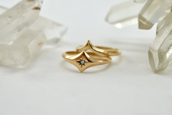 Diamond Star Signet ring set