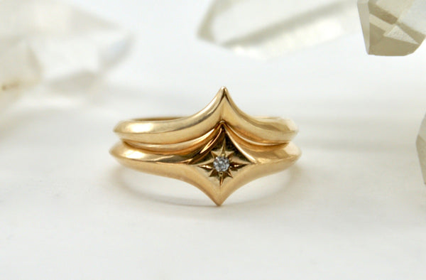 Diamond Star Signet ring set