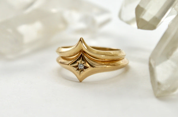 Diamond Star Signet ring set
