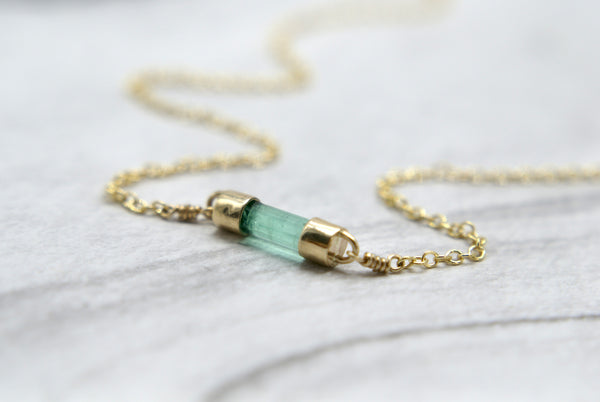 Crystal Bar necklaces, 14k gold