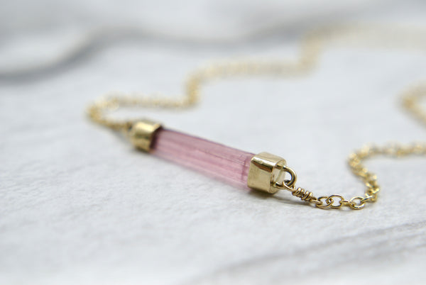 Crystal Bar necklaces, 14k gold