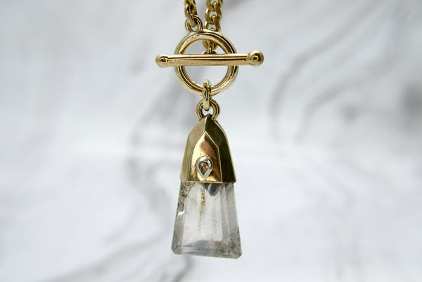 Capped Crystal pendant - champagne diamond accent