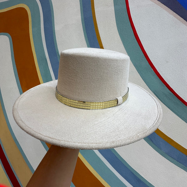 Disco Mandala Hat - Ivory and Gold Petals, size S