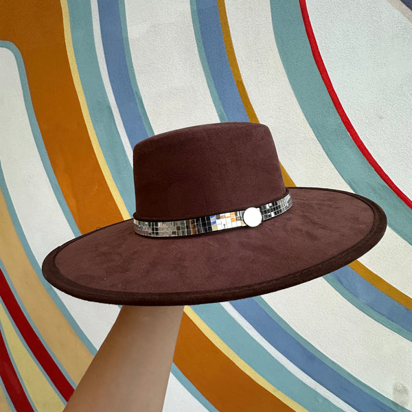 Disco Mandala Hat - Brown and Silver Sunburst, size M