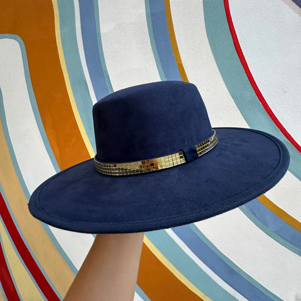 Disco Mandala Hat - Navy and Silver Sunburst, size M