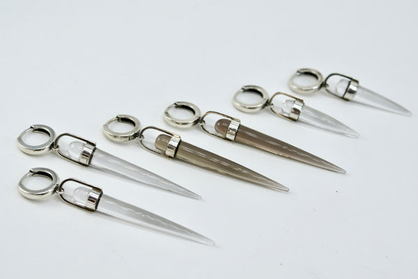 Crystal Spike Huggies, silver