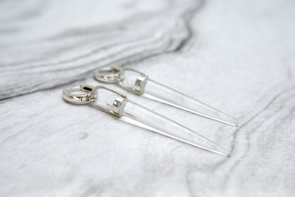 Crystal Spike Huggies, silver