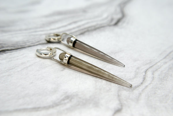 Crystal Spike Huggies, silver