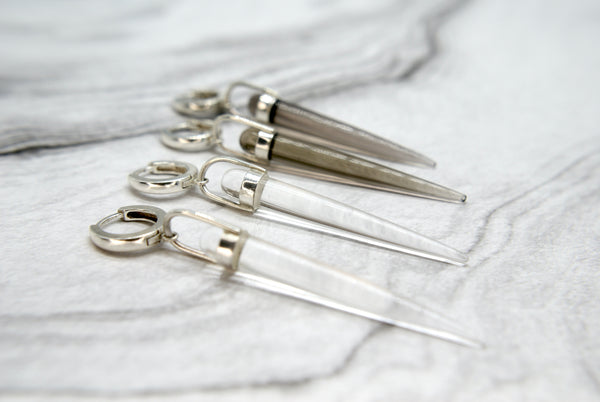 Crystal Spike Huggies, silver