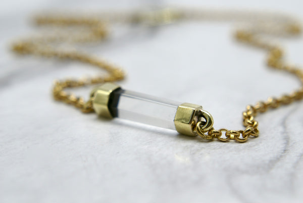 Quartz Crystal Choker - brass