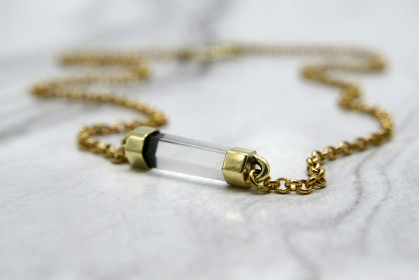 Quartz Crystal Choker - brass