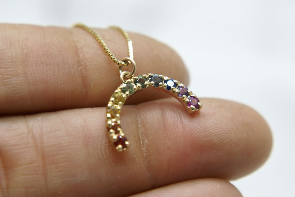 Rainbow Charm pendant, 14k gold