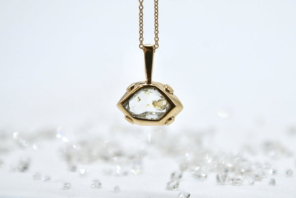 Petroleum Quartz Necklace, 14k gold