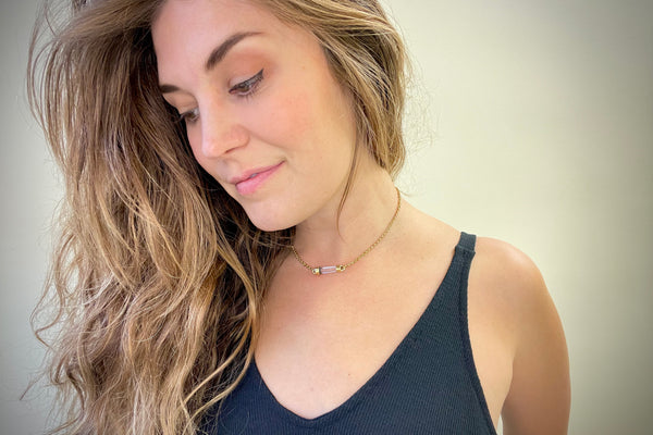 Quartz Crystal Choker - brass