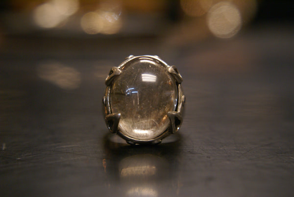 Spellcaster Ring - Quartz + Black Diamond, size 8.25