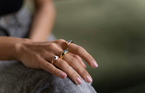 Domed Tourmaline Ring, 18k gold, size 7.5