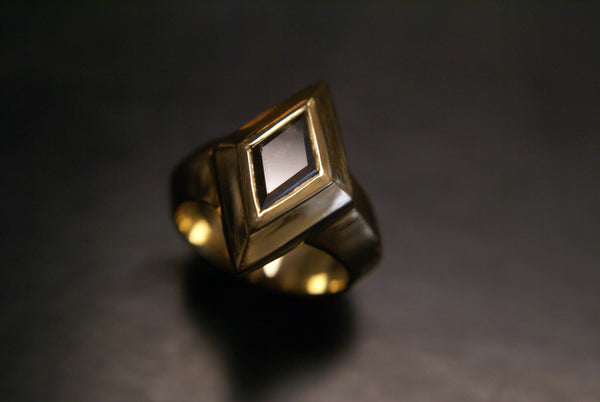 Heavy Black Diamond ring, 14k gold