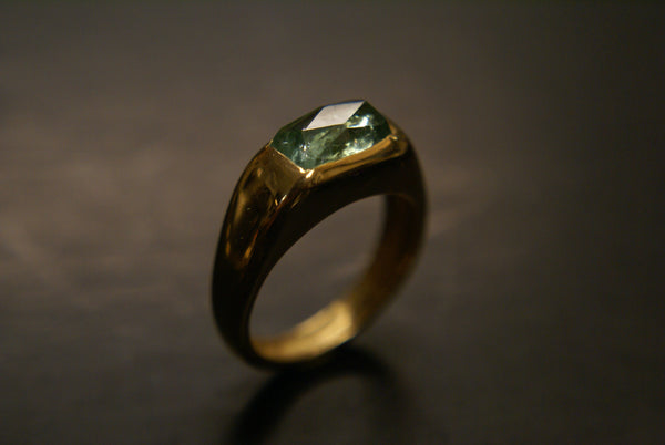 Domed Tourmaline Ring, 18k gold, size 7.5