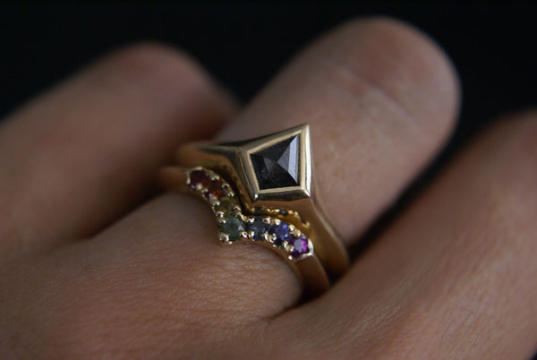 Kite Diamond & Rainbow ring set, size 6.75