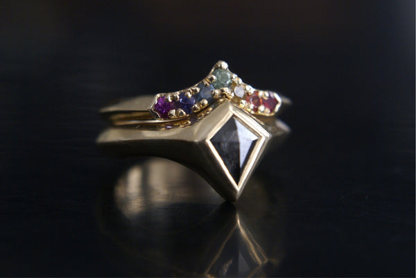 Kite Diamond & Rainbow ring set, size 6.75